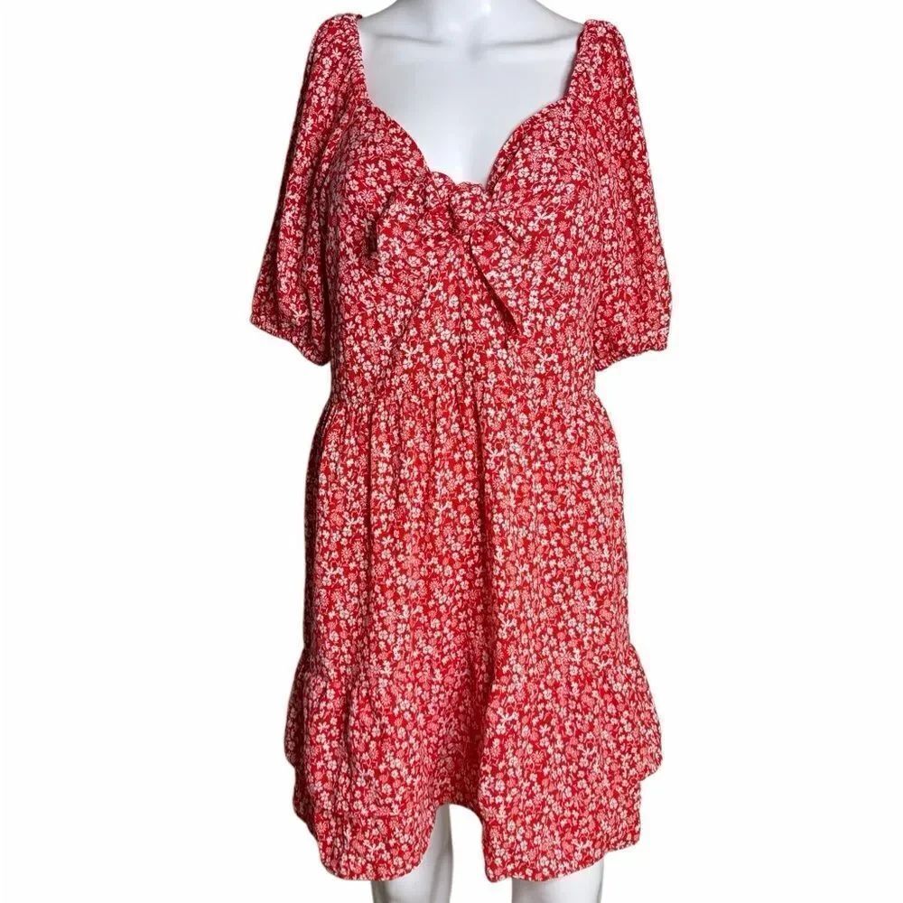 Lauren Conrad Floral Red Dress Size Medium